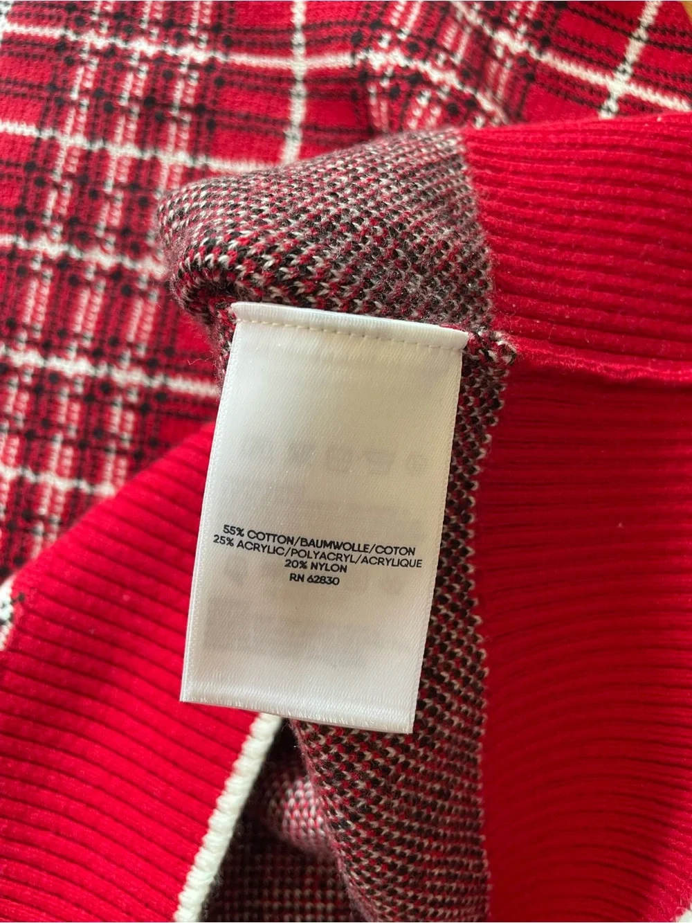 Lands' End Red Plaid Crewneck Sweater